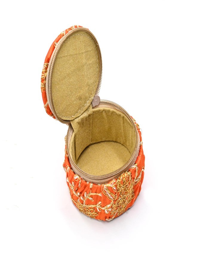 IGH Set of 5 Pcs Wooden Embroidery Matki shape Bangle Box, Jewellery Organiser, Earring Storage Box, Wedding Return Gift for women Bridal Gift Storage Box - Image 4